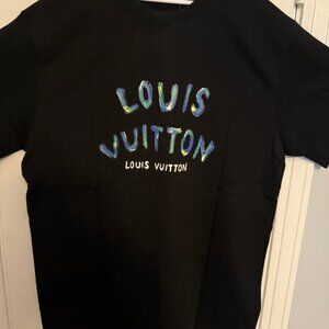 LV Painted Logo T-Shirt Mens Black Luxury Designer Tee
